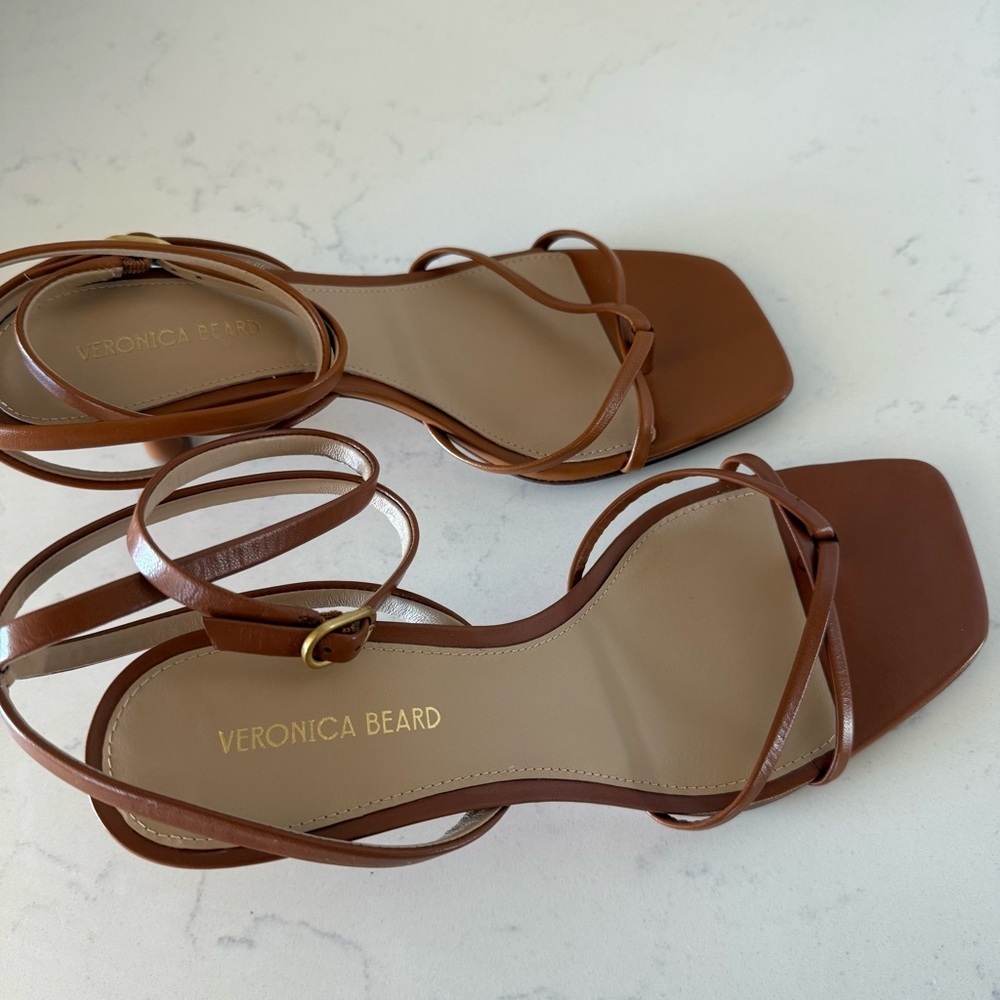 Veronica Beard Caterina Leather Ankle Strap Heels | Size 6 | NWOB - Picture 3 of 5